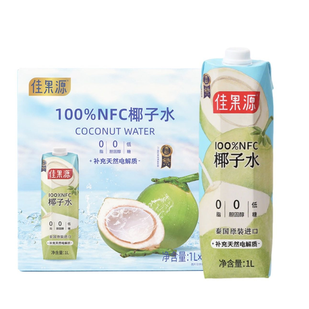佳果源 100%NFC椰子水1L*6瓶 进口