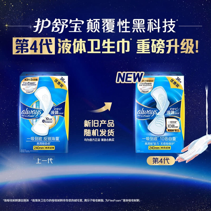 护舒宝 未来感极护液体卫生巾295mm 9片*6盒 详情图 4