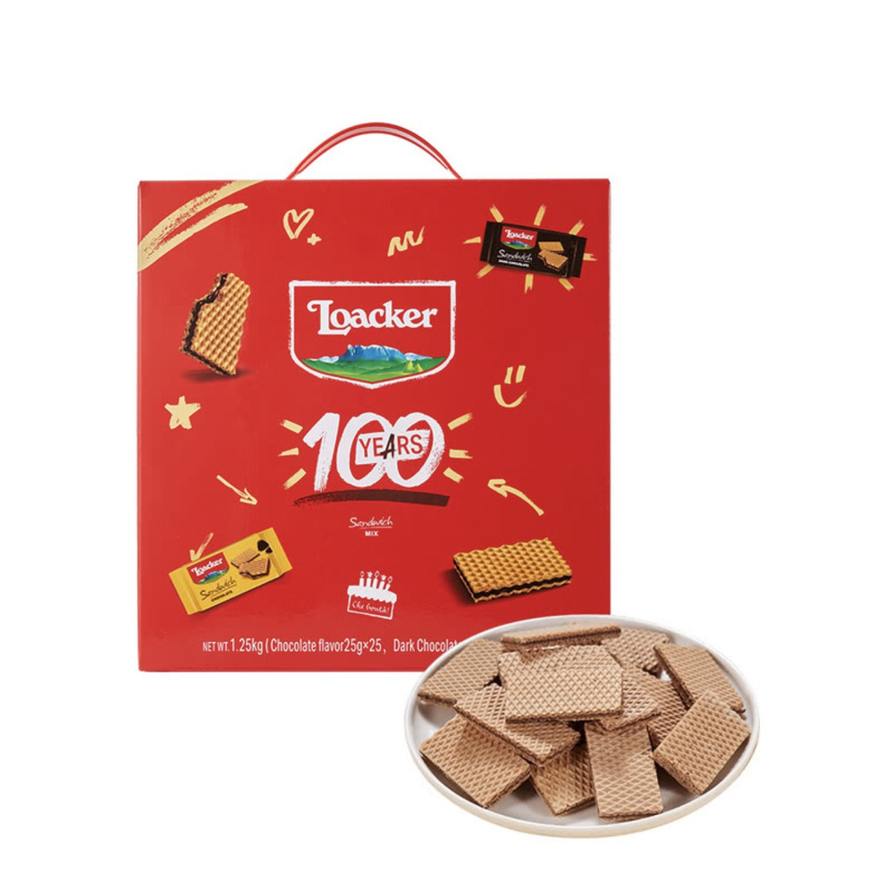 loacker 莱家 意大利进口 混合巧克力味薄脆威化饼干（礼盒装）1.25kg