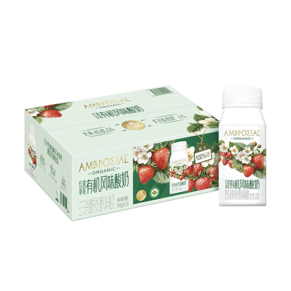 AMBPOZIAL 红颜草莓有机风味酸奶150g*24瓶